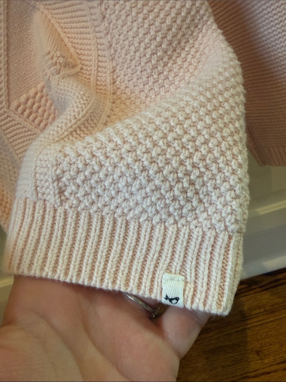 Soft Pale Pink Textured Crew Sweater - Picture 6 of 6